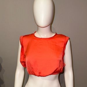 FREE PEOPLE orange boho crop yoga loungewear top XS